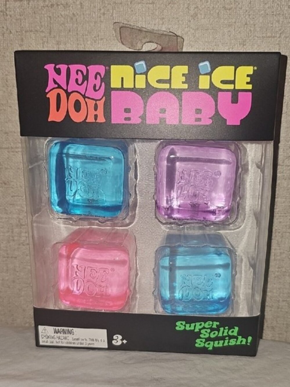 NeeDoh Nice Ice Baby, Square Shaped Sensory Toys, 4 Pack New